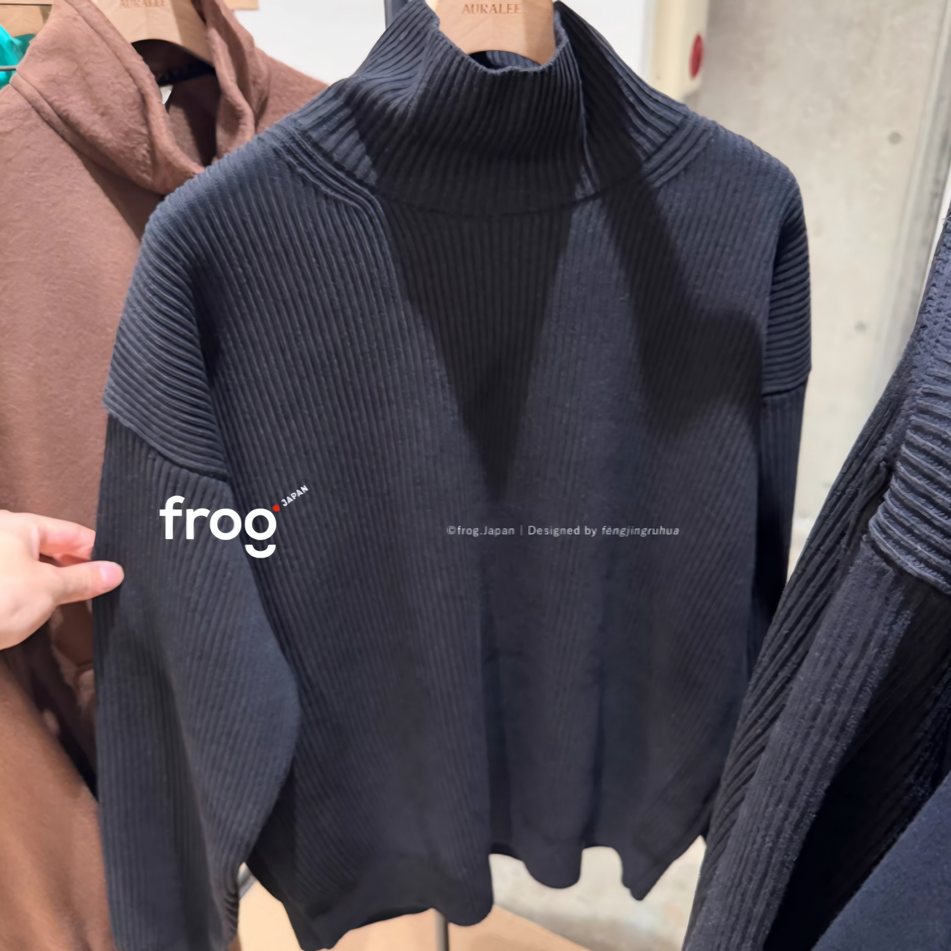 Auralee Super Fine Wool Rib Knit Turtleneck Sweater