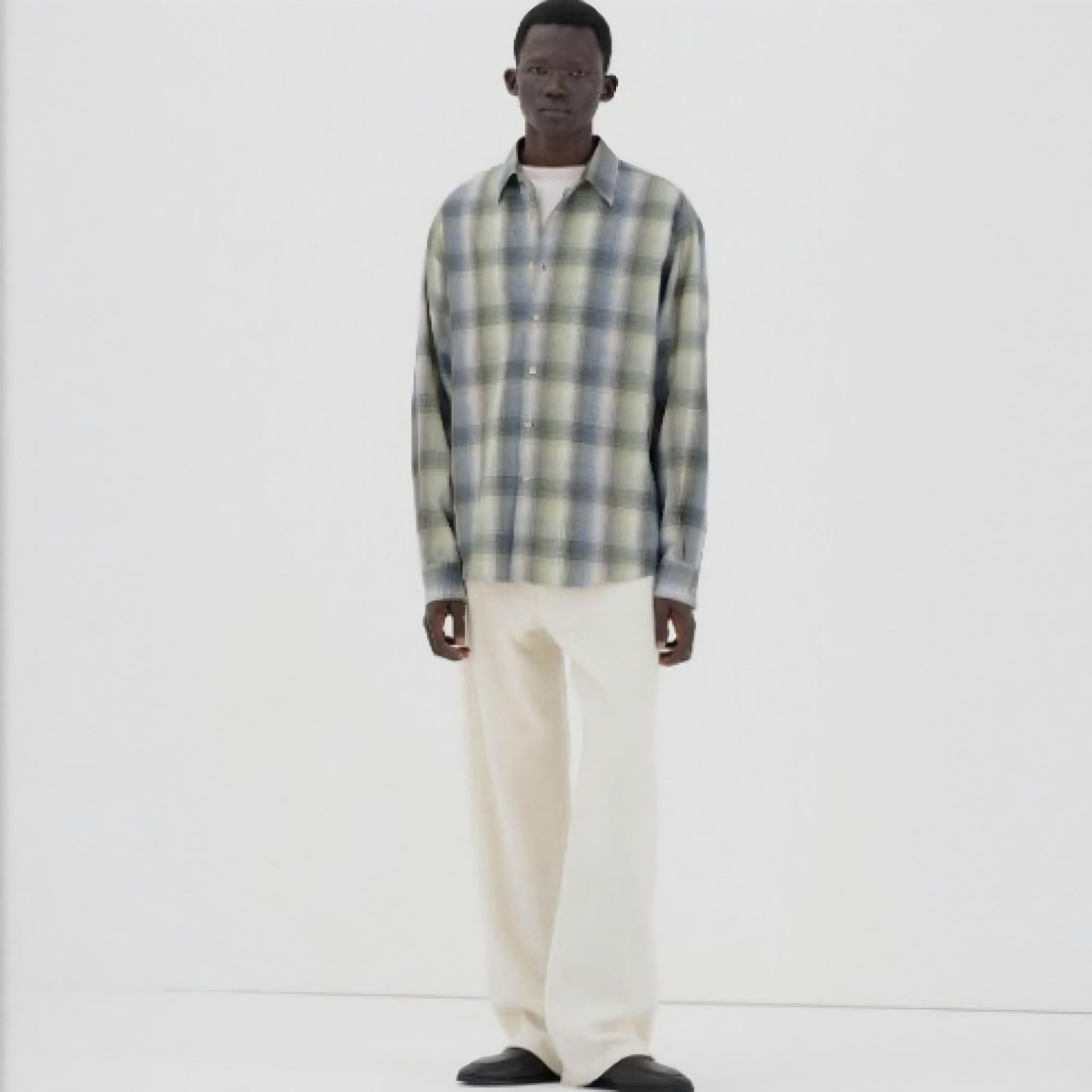Auralee SUPER LIGHT WOOL CHECK SHIRT